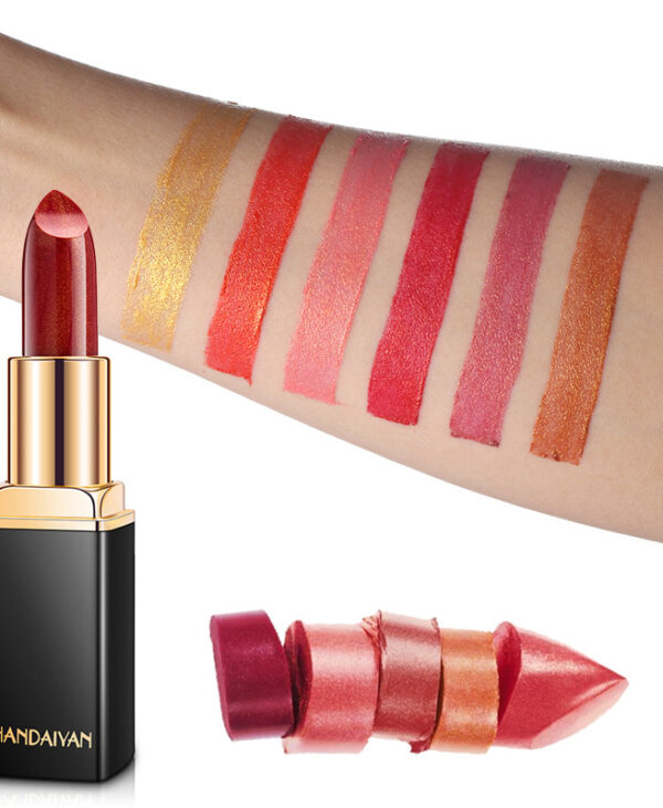 Shiny Metallic Lipstick Pearlescent Color Temperature Change Lipstick Gilt Lipstick