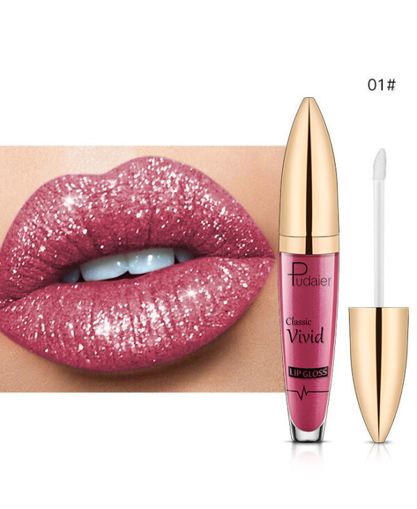 Pudaier Sip Glitter Flip Matte Shimmer Lip Gloss No Stain On Cup Diamond Lipstick